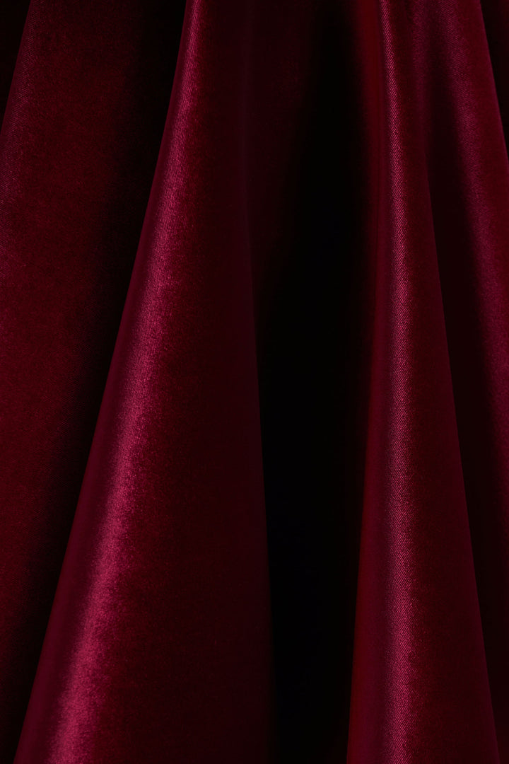 Mirage | Burgundy Velvet Halter-Neck Mini Dress With Skater-Skirt