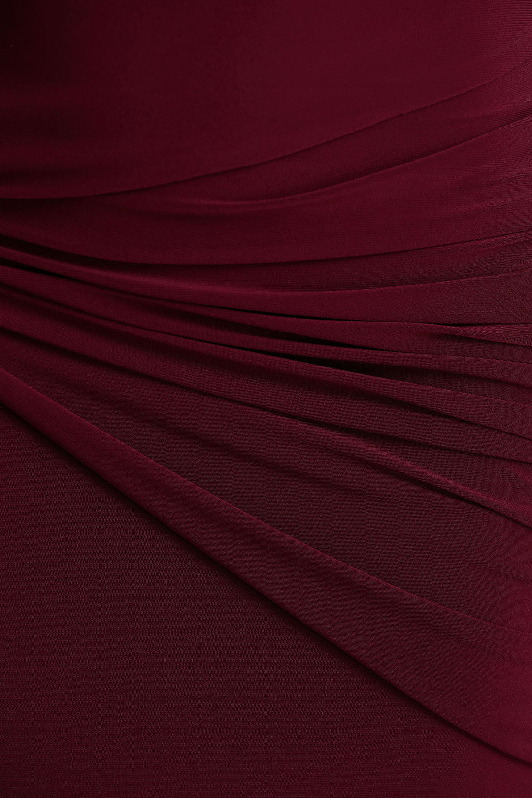 Decadence | Burgundy High-Neck Wrapped Maxi Dress With Twist-Sleeve