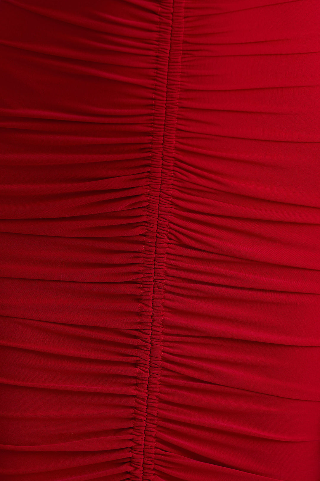 Jewel | Red Plunge-Neck Maxi Dress With Front Split and Ruched Detailing