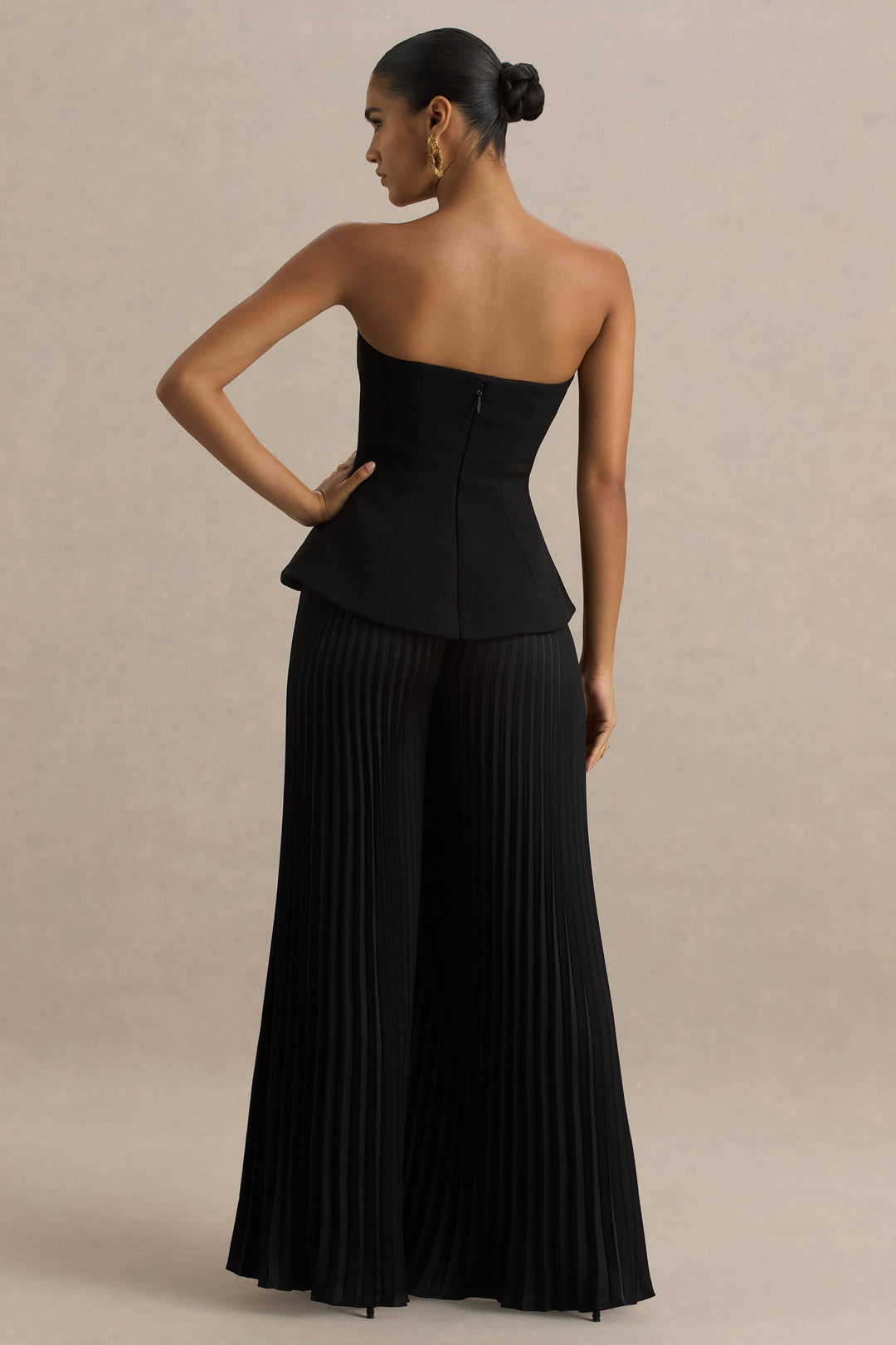 Feeling Good | Black Bandeau Jumpsuit With Pleated Trouser