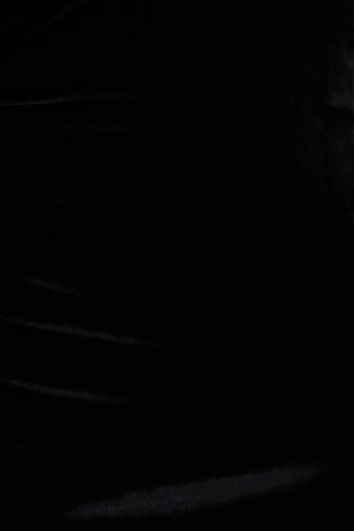 Poised | Black Velvet Bardot-Neck Maxi Dress With Twist-Sleeve